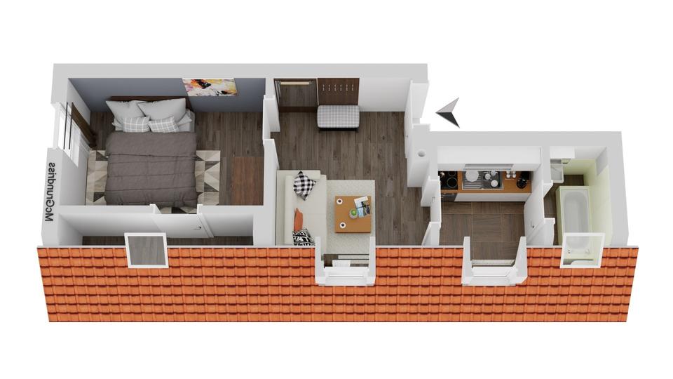 Dachgeschoßwohnung Wiesloch - 2.5 Zimmer, 59 m&sup2;, 800&euro; | Angebot:25993864