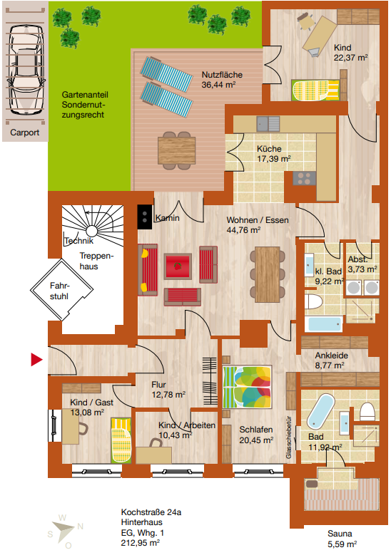 Traumwohnung mit Sauna, Terrasse, 2 Bäder in der Südvorstadt 5 zimmer