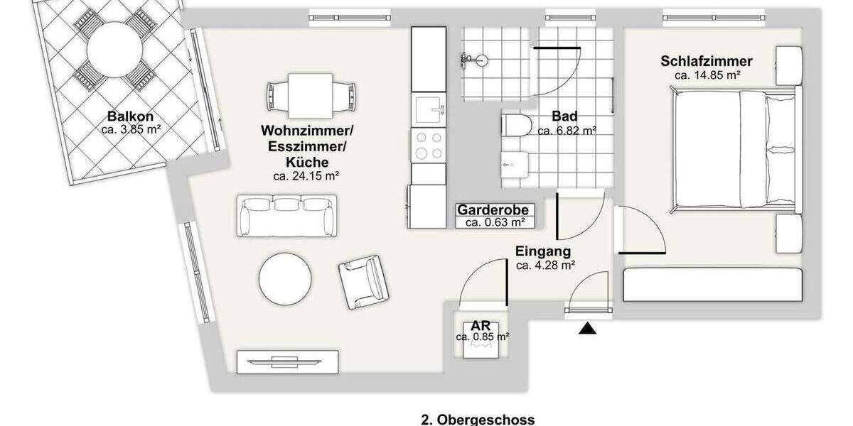 Exklusiv vollmöbliert: Design-Wohnung mit 2 Zimmern und Tageslichtbad am See 2 zimmer