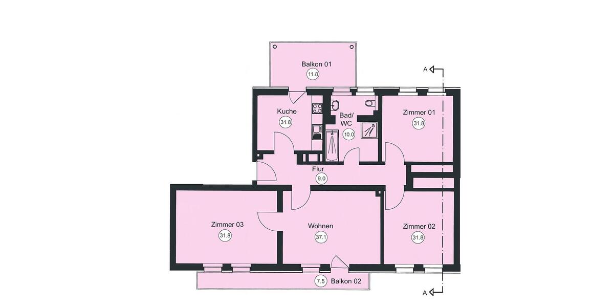 Etagenwohnung Bad Kreuznach Bad Münster am Stein-Ebernburg - 4 Zimmer, 110 m&sup2;, 980&euro; | Angebot:26194464