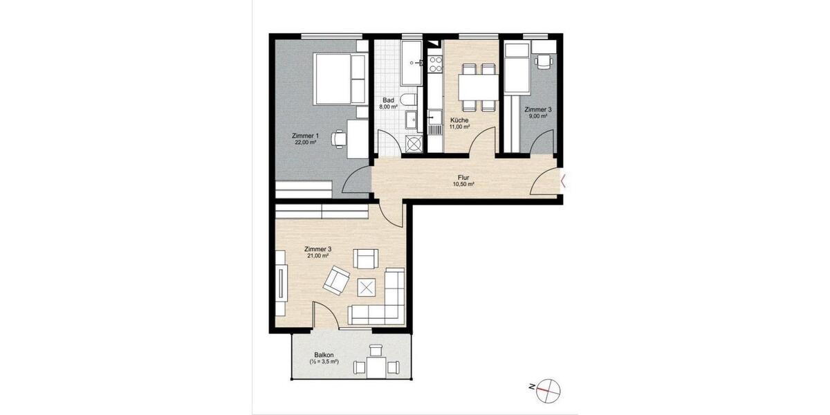 Etagenwohnung Zossen - 3 Zimmer, 85 m&sup2;, 1.066&euro; | Angebot:25569354