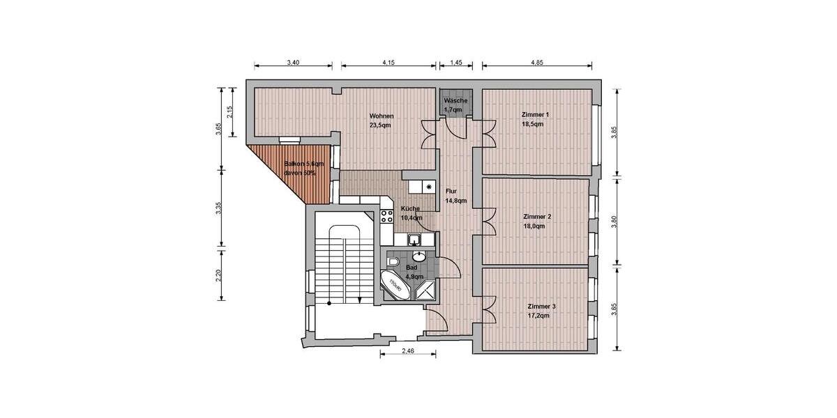 Etagenwohnung Delitzsch - 4 Zimmer, 112 m&sup2;, 1.150&euro; | Angebot:25887685
