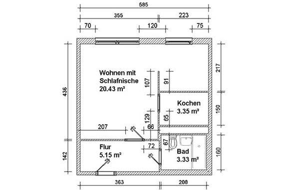 Etagenwohnung Wilkau-Haßlau Haßlau - 1 Zimmer, 32 m&sup2;, 188&euro; | Angebot:26461413