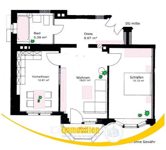 Dachgeschoßwohnung Freital - 2 Zimmer, 61 m&sup2;, 520&euro; | Angebot:26095324