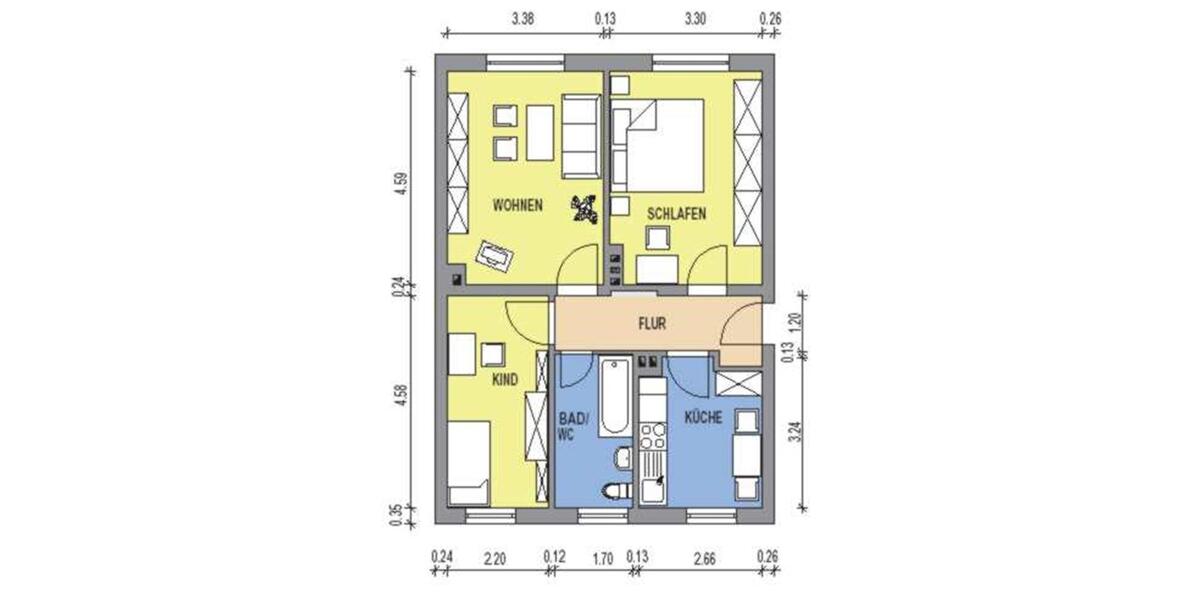 Etagenwohnung Kottmar - 3 Zimmer, 60 m&sup2;, 310&euro; | Angebot:26560789
