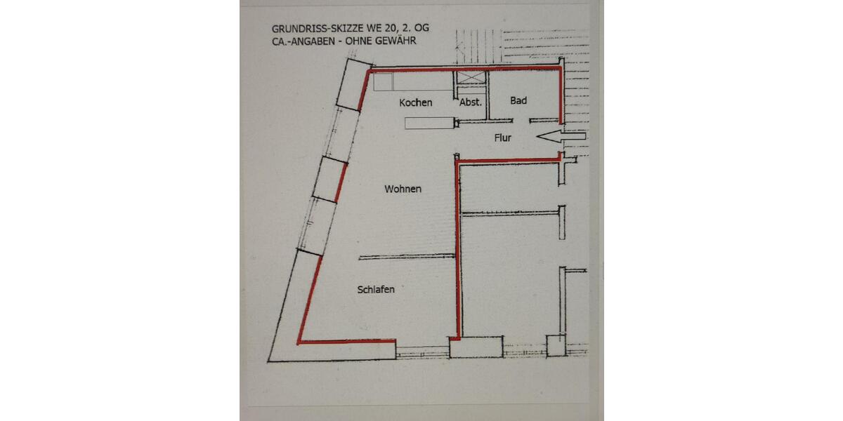 Etagenwohnung Goslar - 2 Zimmer, 52 m&sup2;, 520&euro; | Angebot:26262504