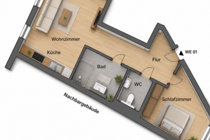 Wohnung Zittau - 2 Zimmer, 36 m&sup2;, 265&euro; | Angebot:27029479