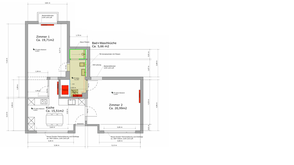 Erdgeschoßwohnung Osnabrück Hellern - 2 Zimmer, 62 m&sup2;, 800&euro; | Angebot:25417191