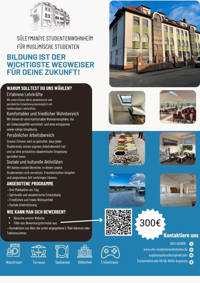 Augsburg: Möbliertes WG-Zimmer mit Tagesstruktur & Mahlzeiten