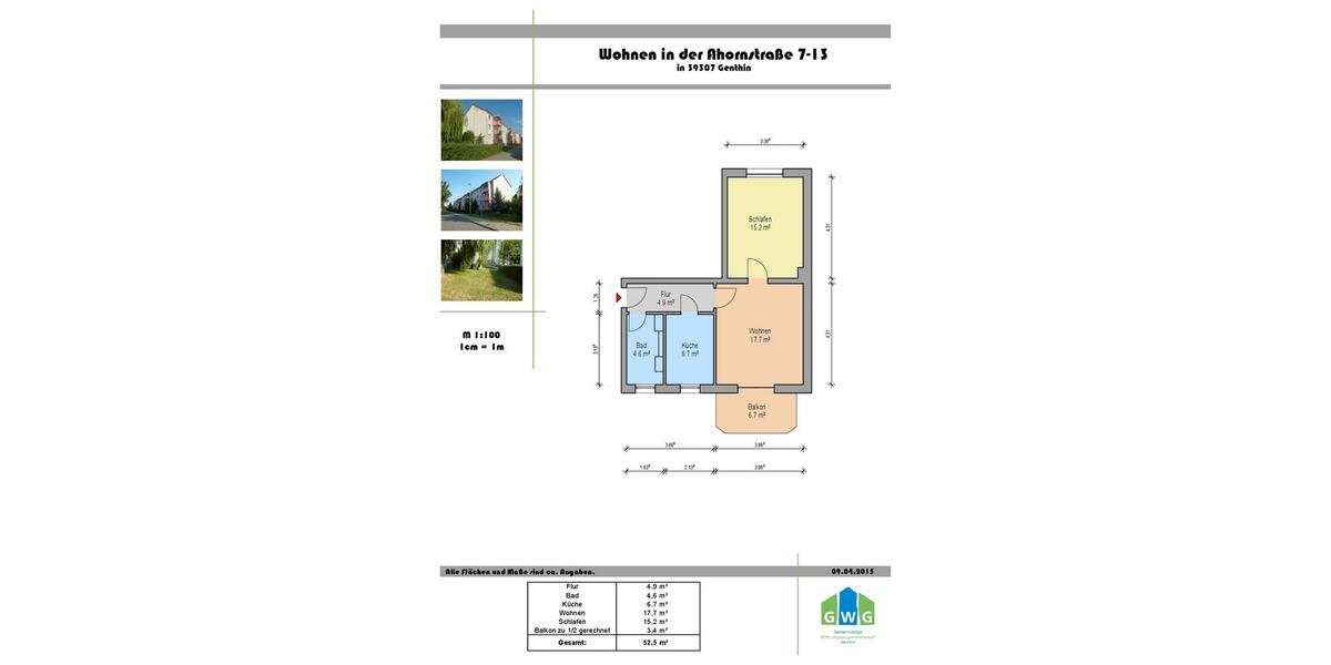 Etagenwohnung Genthin - 2 Zimmer, 53 m&sup2;, 375&euro; | Angebot:26251268
