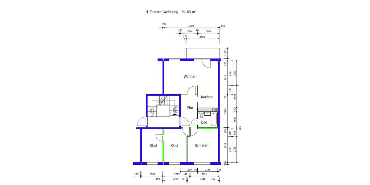 Etagenwohnung Suhl - 4 Zimmer, 65 m&sup2;, 400&euro; | Angebot:26383681
