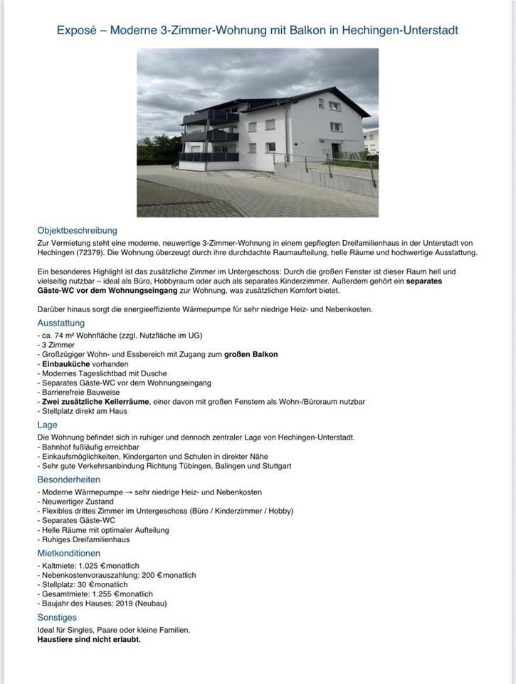 3 Zimmer NeubauWohnung in Hechingen