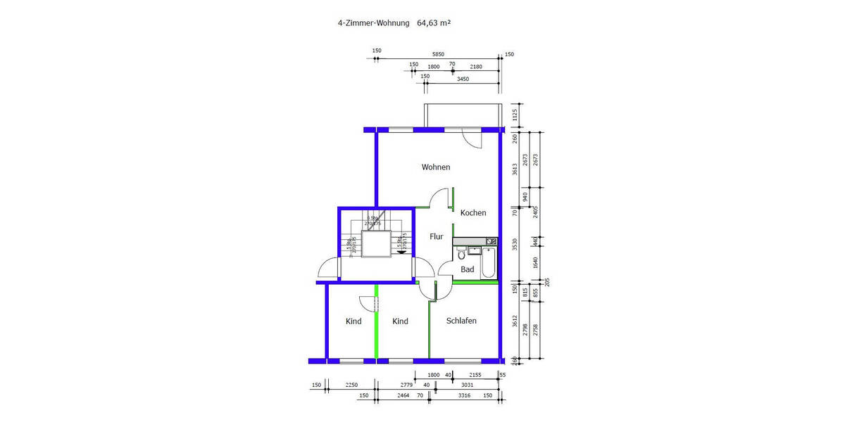 Etagenwohnung Suhl Neundorf - 4 Zimmer, 64 m&sup2;, 400&euro; | Angebot:26393587
