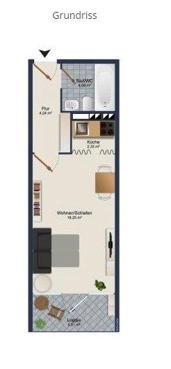 Etagenwohnung München Moosach - 1 Zimmer, 33 m&sup2;, 920&euro; | Angebot:26677243