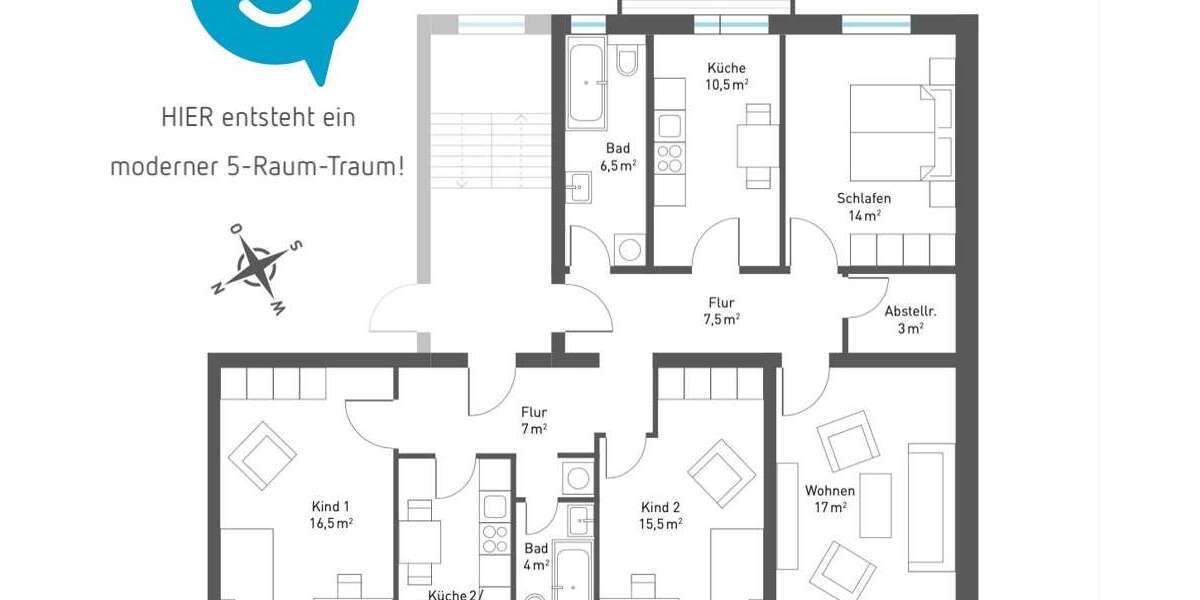 Wohnung zum Mieten in Chemnitz 660 € 110 m² 5 zimmer