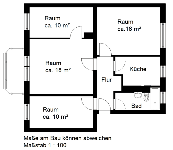 Etagenwohnung Halle (Saale) Landrain - 4 Zimmer, 69 m&sup2;, 609&euro; | Angebot:26741741
