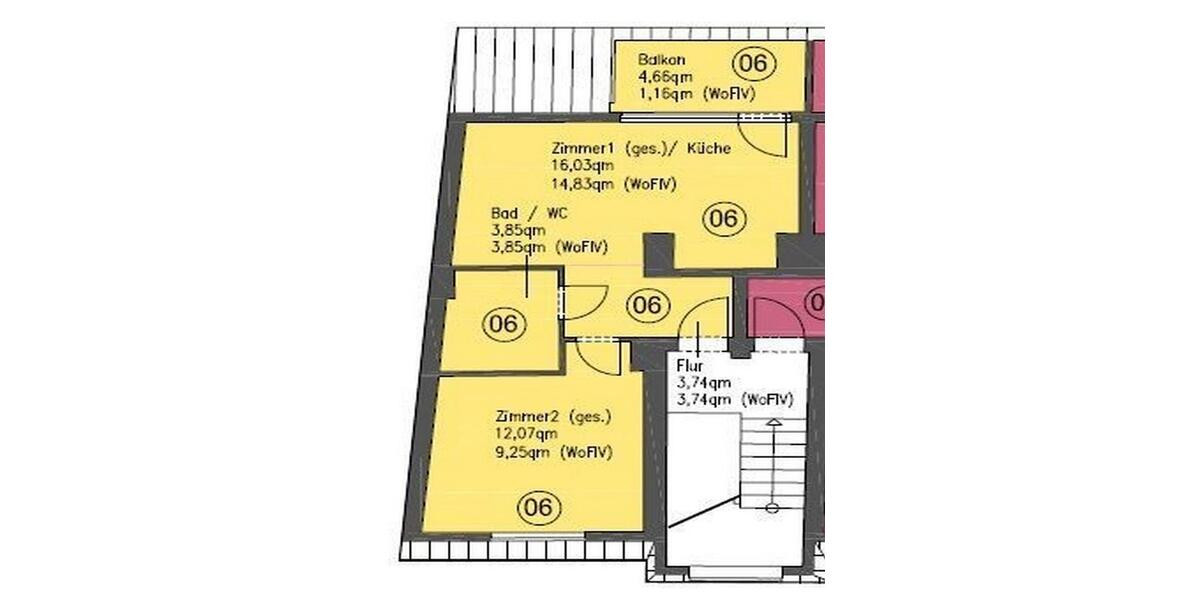 Dachgeschoßwohnung Hamburg Stellingen - 2 Zimmer, 52 m&sup2;, 980&euro; | Angebot:25143324