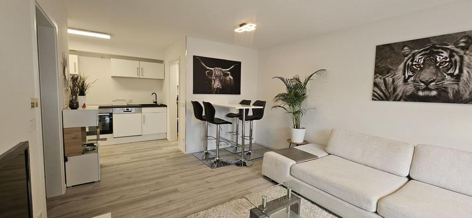 2-Zimmer-EG-Wohnung mit Terrasse, Küche, DuscheWC, TV, Wlan, Waschtrockner und Parkplatz