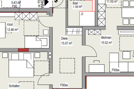 Wohnung Herford Falkendiek - 2 Zimmer, 80 m&sup2;, 960&euro; | Angebot:25230138