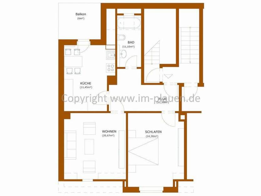Plauen-Haselbrunn: 2-Zimmer-DG-Wohnung mit Balkon & EBK - ab sofort