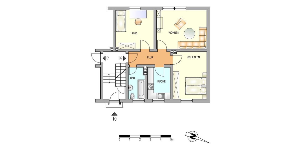 Erdgeschoßwohnung Burscheid - 3 Zimmer, 63 m&sup2;, 484&euro; | Angebot:25230744