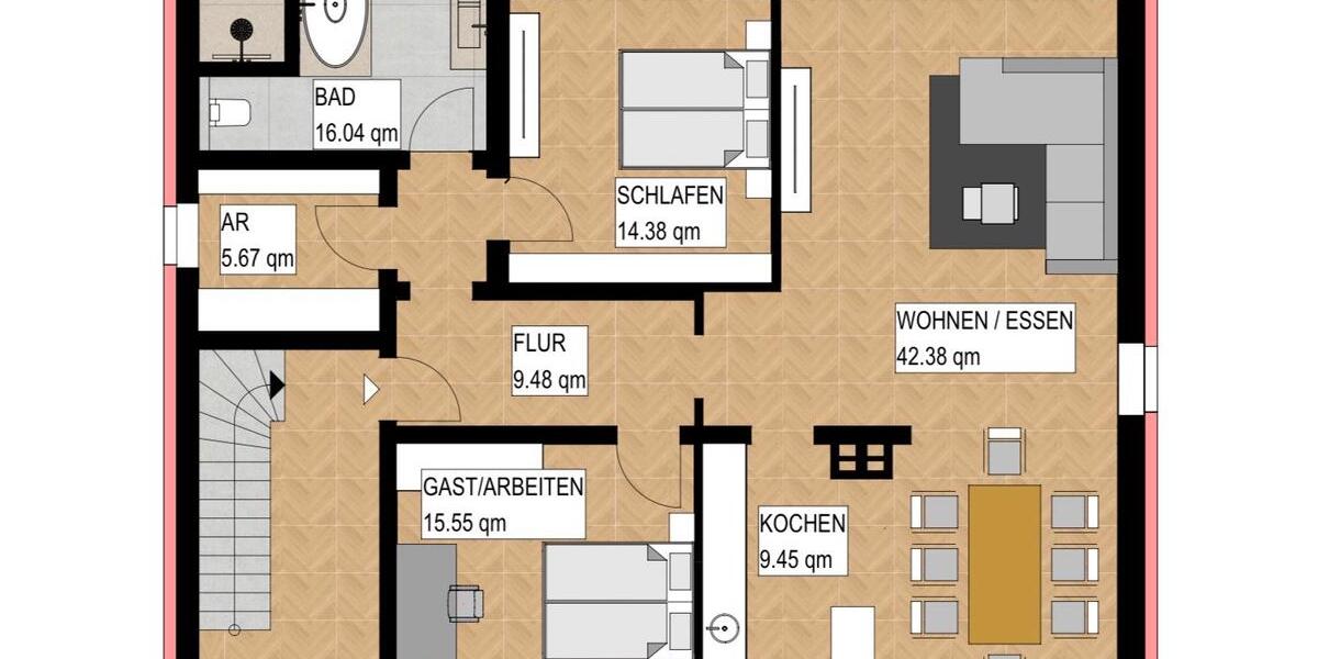 Etagenwohnung Dortmund Hörde - 3.5 Zimmer, 120 m&sup2;, 1.695&euro; | Angebot:24787931