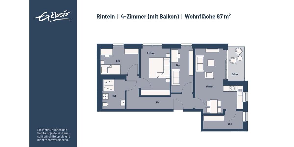 Etagenwohnung Rinteln - 4 Zimmer, 87 m&sup2;, 688&euro; | Angebot:26634832