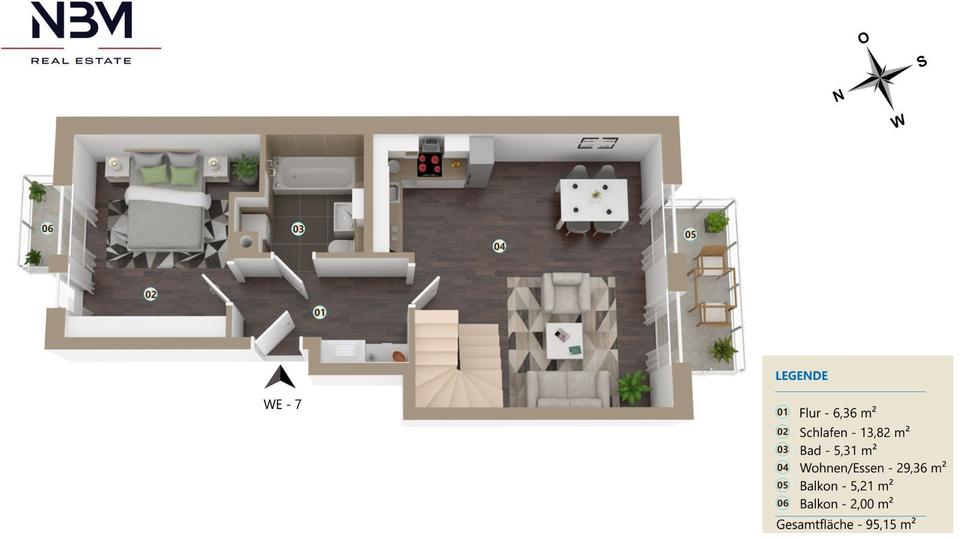 Maisonettenwohnung Oranienburg - 3 Zimmer, 92 m&sup2;, 1.600&euro; | Angebot:25541079