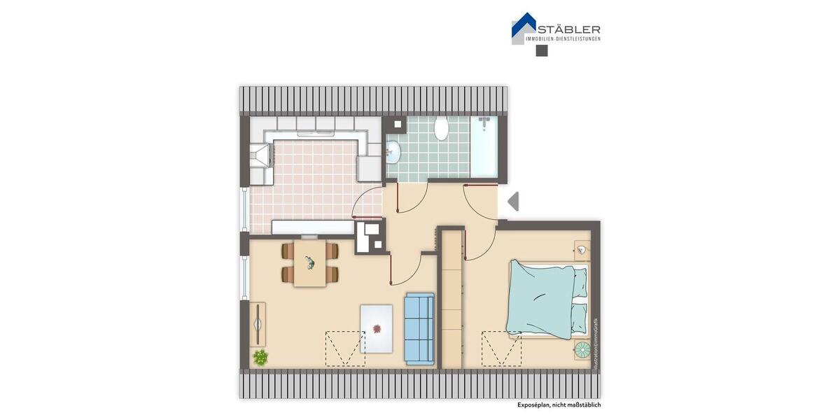 Dachgeschoßwohnung Rutesheim - 3 Zimmer, 49 m&sup2;, 500&euro; | Angebot:26403411