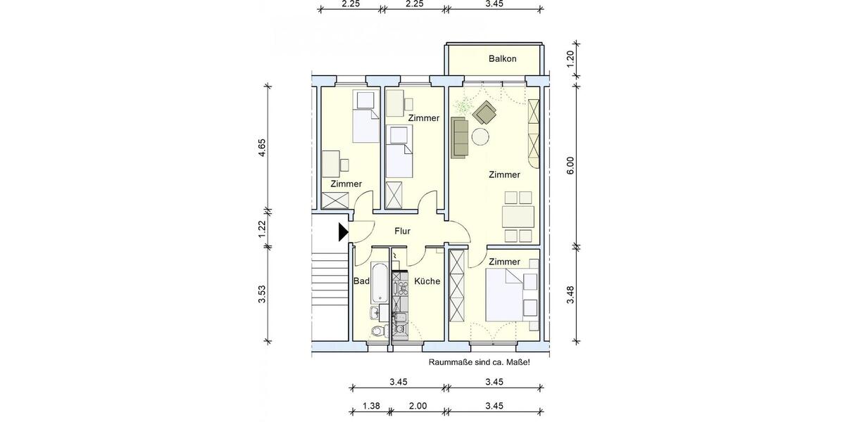 Etagenwohnung Aschersleben - 4 Zimmer, 71 m&sup2;, 343&euro; | Angebot:24431004