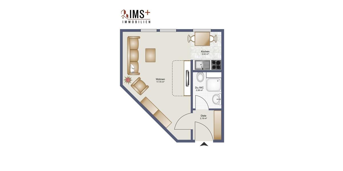 Etagenwohnung Waldshut-Tiengen Tiengen - 1 Zimmer, 26 m&sup2;, 725&euro; | Angebot:26674895