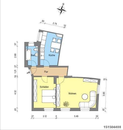 Etagenwohnung Frankfurt (Oder) Frankfurt - 2 Zimmer, 59 m&sup2;, 420&euro; | Angebot:25742199