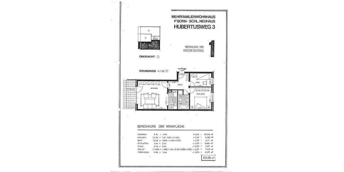 Etagenwohnung Paderborn OT Schloß Neuhaus Schloß Neuhaus - 3 Zimmer, 63 m&sup2;, 880&euro; | Angebot:26762622