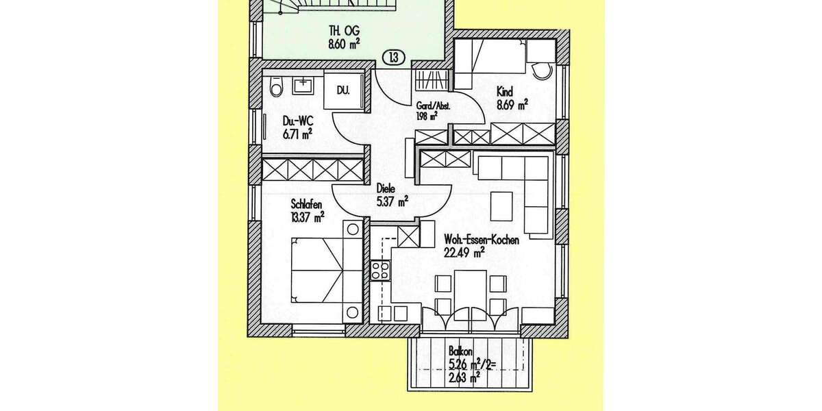 Etagenwohnung Otterfing - 2.5 Zimmer, 61 m&sup2;, 1.200&euro; | Angebot:25251972