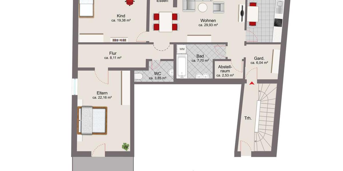Etagenwohnung Untergriesbach - 4 Zimmer, 117 m&sup2;, 950&euro; | Angebot:25378301