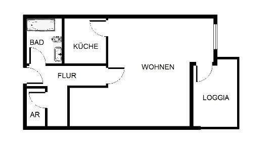 Etagenwohnung Essen Südviertel - 1 Zimmer, 56 m&sup2;, 619&euro; | Angebot:23813611