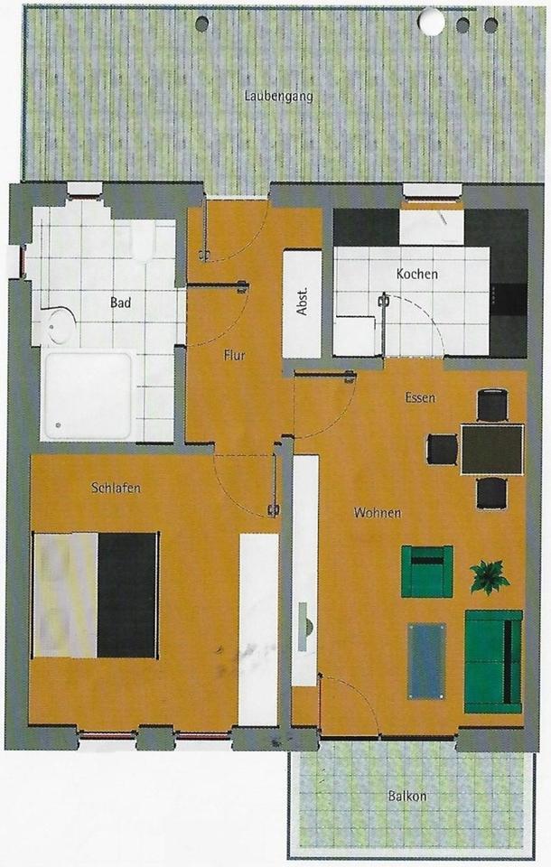 2-Zimmer-Wohnung mit überdachtem Kfz-Stellplatz zimmer