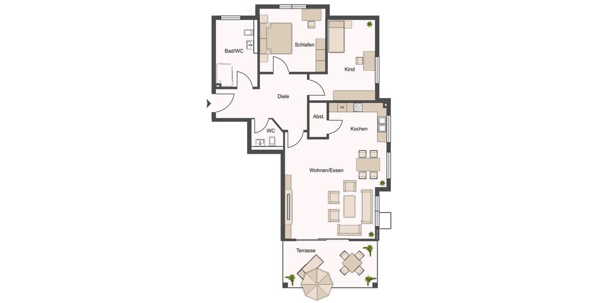 Etagenwohnung Rottenburg am Neckar - 3 Zimmer, 89 m&sup2;, 1.120&euro; | Angebot:26675988