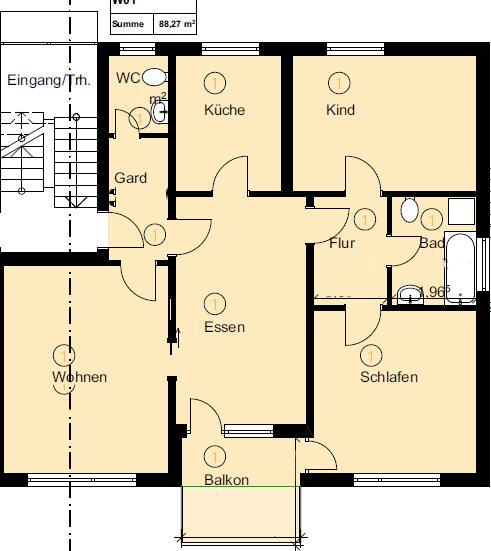 Etagenwohnung Rielasingen-Worblingen Worblingen - 3.5 Zimmer, 86 m&sup2;, 800&euro; | Angebot:26130844
