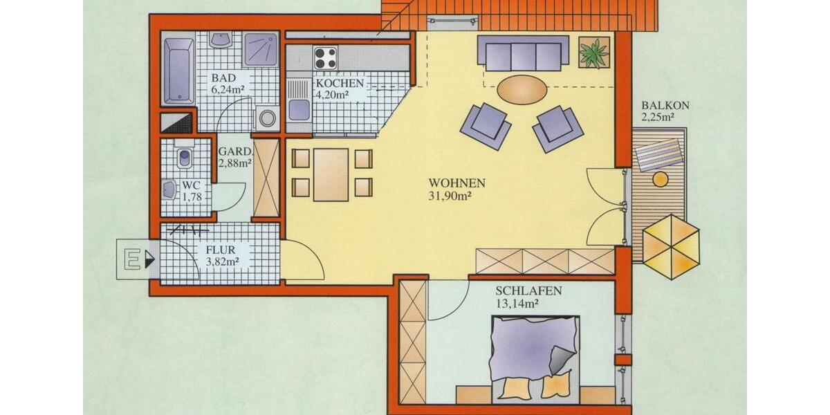 Etagenwohnung Landau an der Isar - 2 Zimmer, 66 m&sup2;, 540&euro; | Angebot:26023617