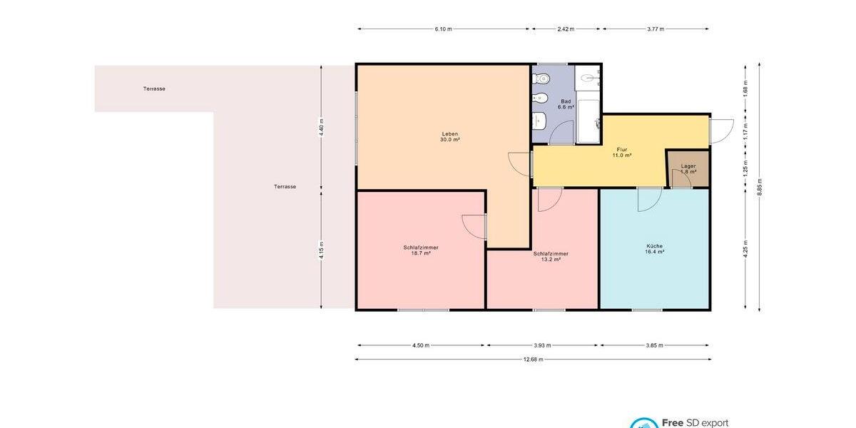 Erdgeschoßwohnung Sinntal - 3 Zimmer, 90 m&sup2;, 850&euro; | Angebot:26380071