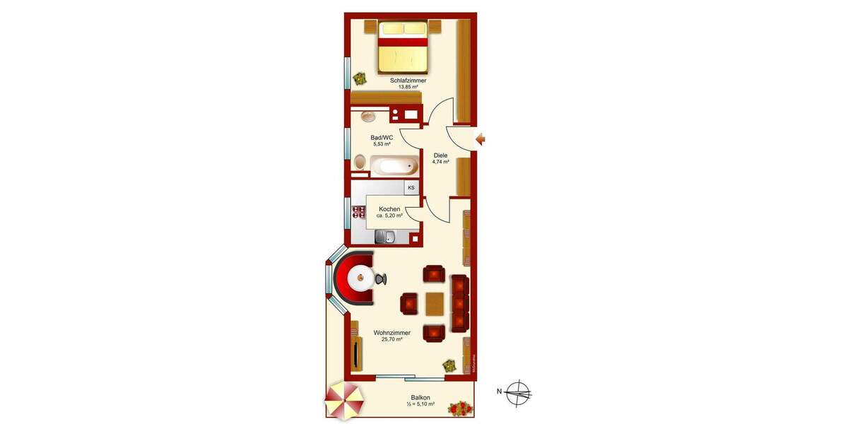 Etagenwohnung Garmisch-Partenkirchen Partenkirchen - 2 Zimmer, 60 m&sup2;, 1.100&euro; | Angebot:25745046