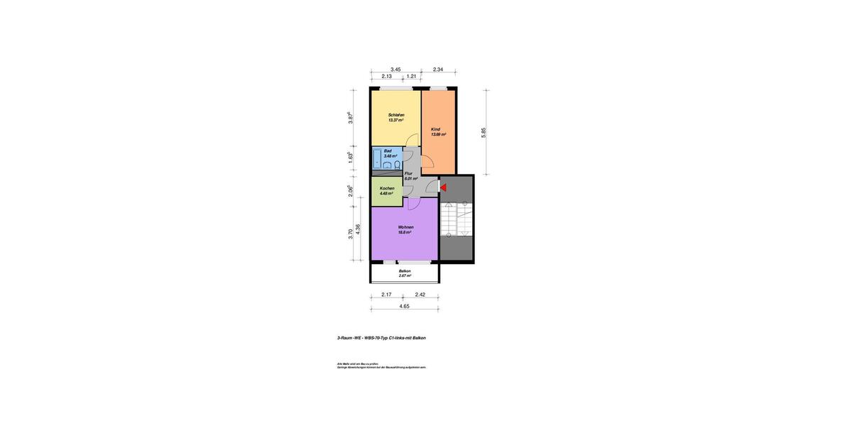 Etagenwohnung Neubrandenburg Datzeberg - 3 Zimmer, 63 m&sup2;, 313&euro; | Angebot:26349721