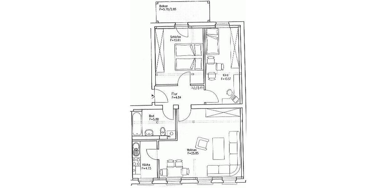 Dachgeschoßwohnung Halle (Saale) Damaschkestraße - 3 Zimmer, 71 m&sup2;, 605&euro; | Angebot:23913421
