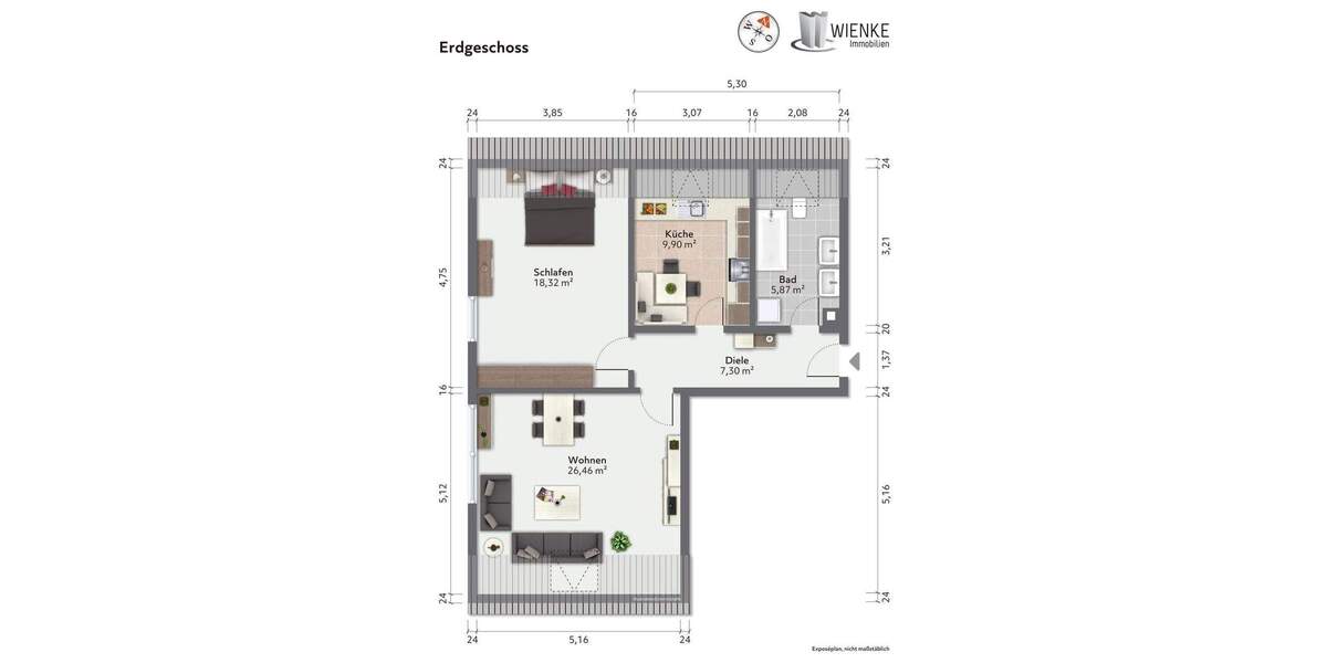 Mietwohnung in Albbruck inkl. Garage, Einbauküche, Dachgeschoss 2 zimmer