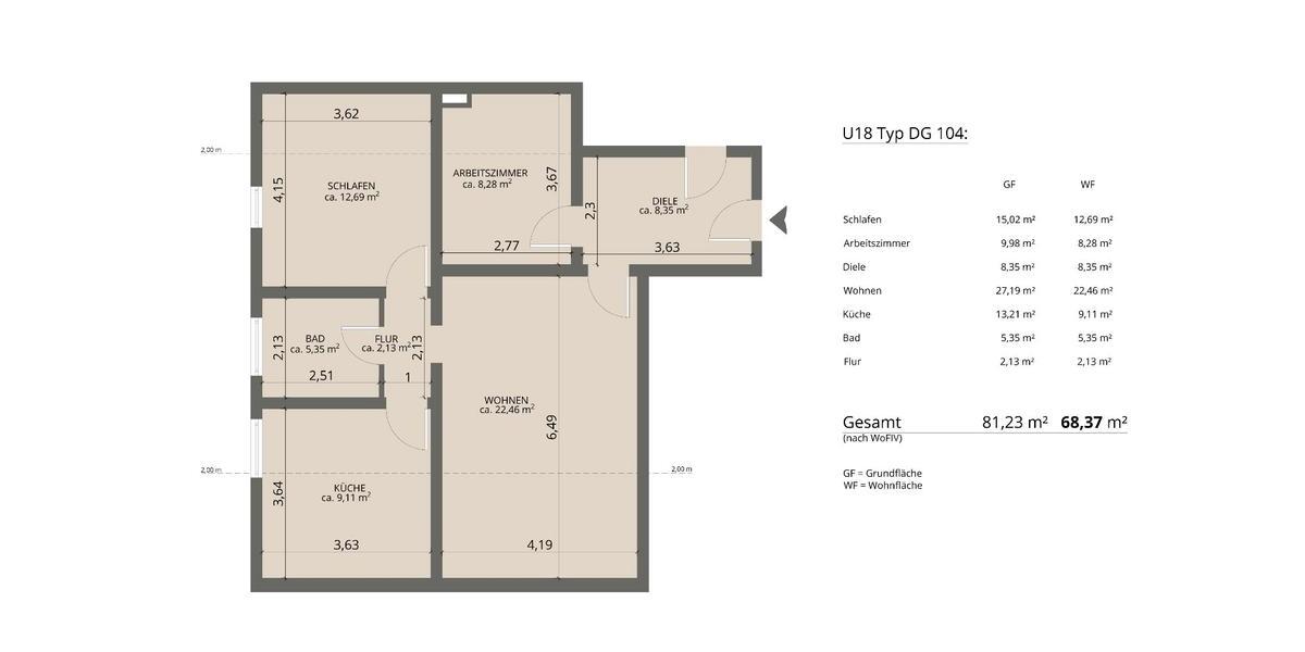 Dachgeschoßwohnung Deggendorf - 3 Zimmer, 68 m&sup2;, 720&euro; | Angebot:26045127