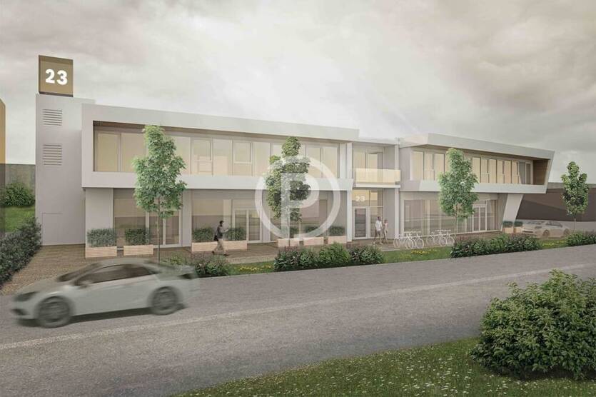 Gewerbe Neubau Objekt in Weinstadt-Endersbach. Großzügige Bürofläche im OG mit Stellplätze.