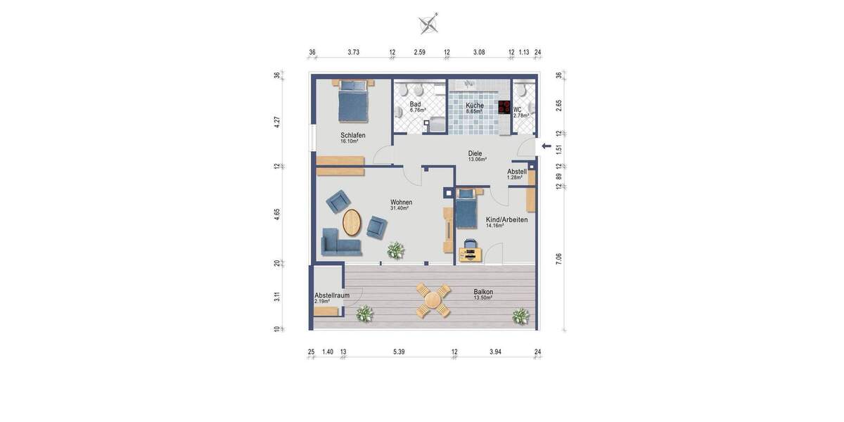 Etagenwohnung Schleswig - 3 Zimmer, 96 m&sup2;, 1.210&euro; | Angebot:25745899