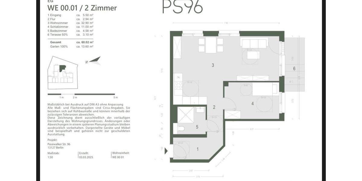 Erdgeschoßwohnung Berlin Pankow - 2 Zimmer, 63 m&sup2;, 1.451&euro; | Angebot:26037187