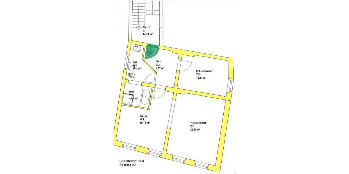 Etagenwohnung Frankfurt (Oder) Frankfurt - 2 Zimmer, 68 m&sup2;, 450&euro; | Angebot:26080102